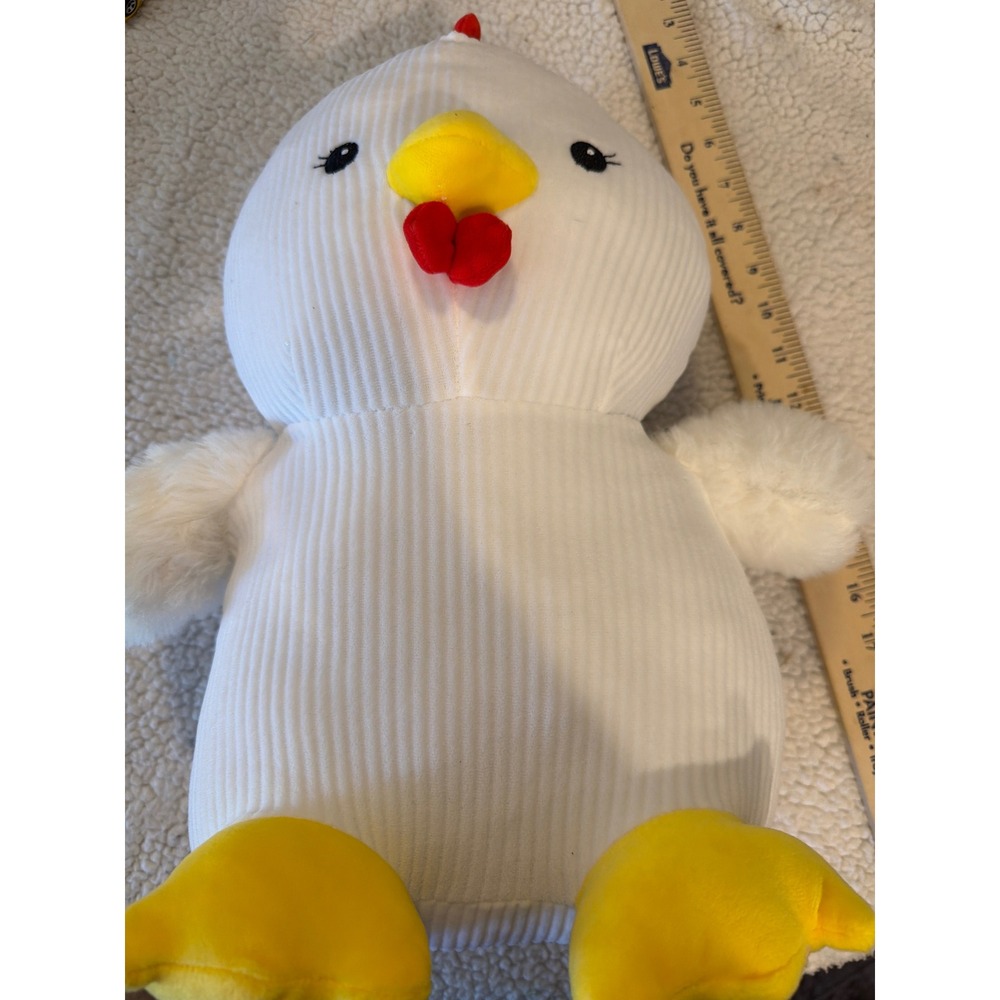 Greenbrier International White Corduroy Chicken Plush 15 Inch Farmhouse Toy